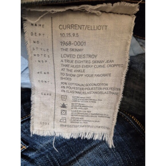 Current/Elliot The Skinny Distressed Jeans Mid Rise Skinny Jeans Love Destroy 30 - Picture 9 of 9